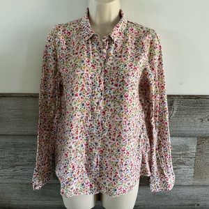 Madewell long-sleeve floral print button down top size Medium